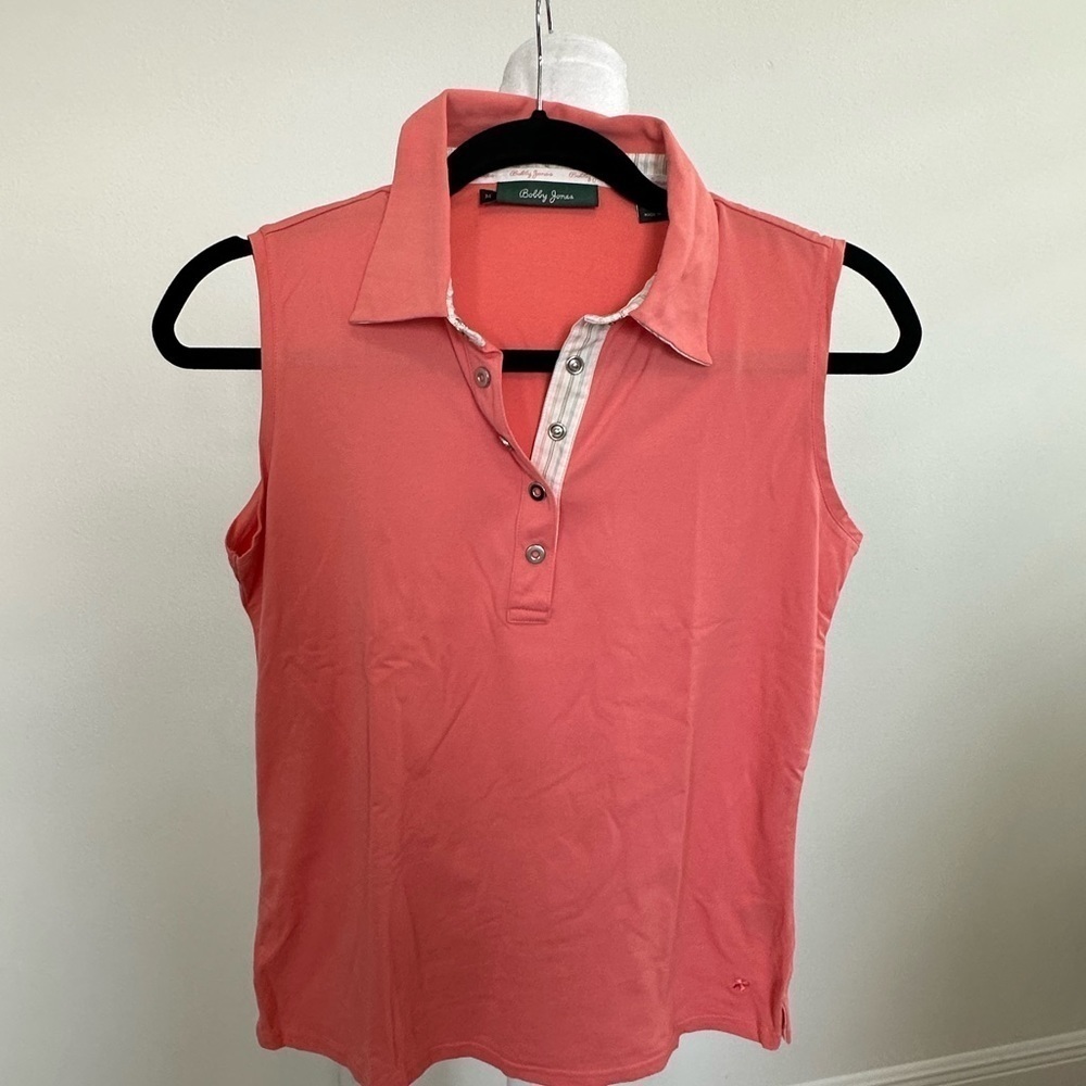 BOBBY JONES Sleeveless Golf Shirt M Snap front closure Salmon color